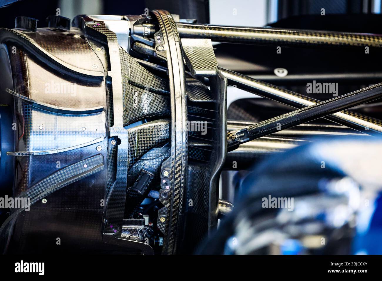 Alpine F1 Team A525, détail mécanique du système de freinage arrière et des suspensions lors du Grand Prix du Canada Pirelli de formule 1 2025, 10e manche du Championnat du monde FIA de formule 1 2025 du 14 au 16 juin 2025 sur le circuit Gilles Villeneuve, à Montréal, Canada Banque D'Images