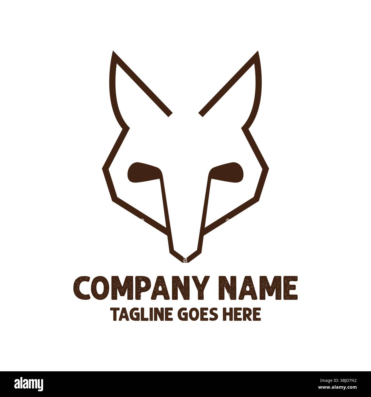 Simple minimaliste Wolf Fox Coyote face de tête avec Golf Stick logo Design Vector Illustration de Vecteur
