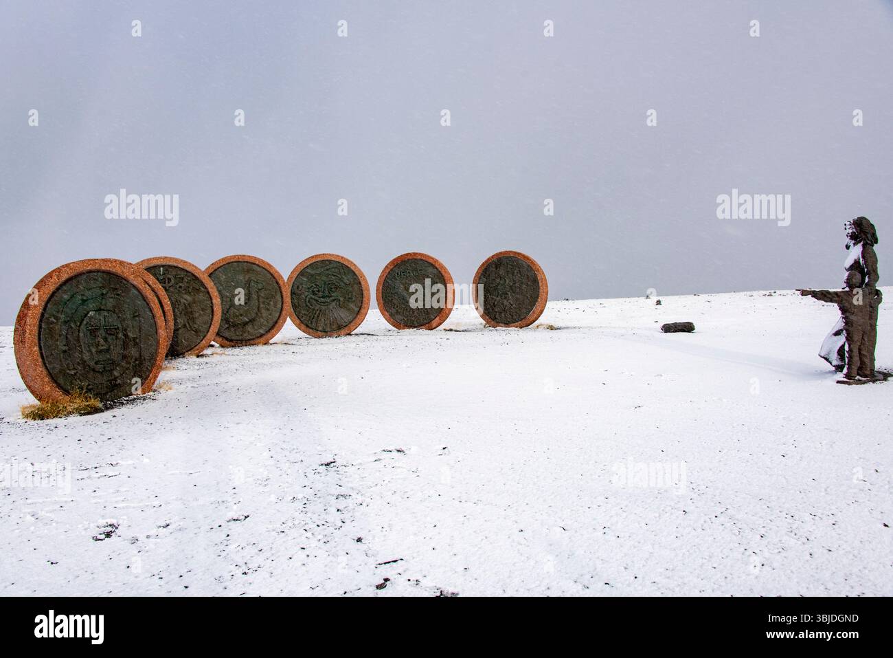 Statue « enfants du monde » à North Cape - Norvège Banque D'Images