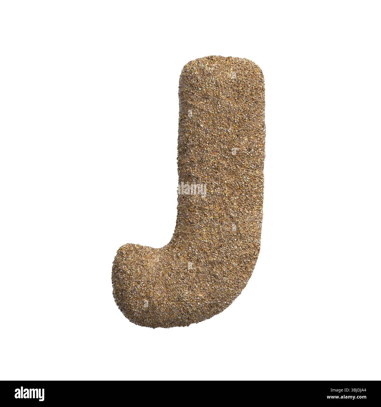 Lettre sable J - Grande police plage 3d isolée sur fond blanc. Cet alphabet est parfait pour les illustrations créatives liées mais non limitées à Holid Banque D'Images