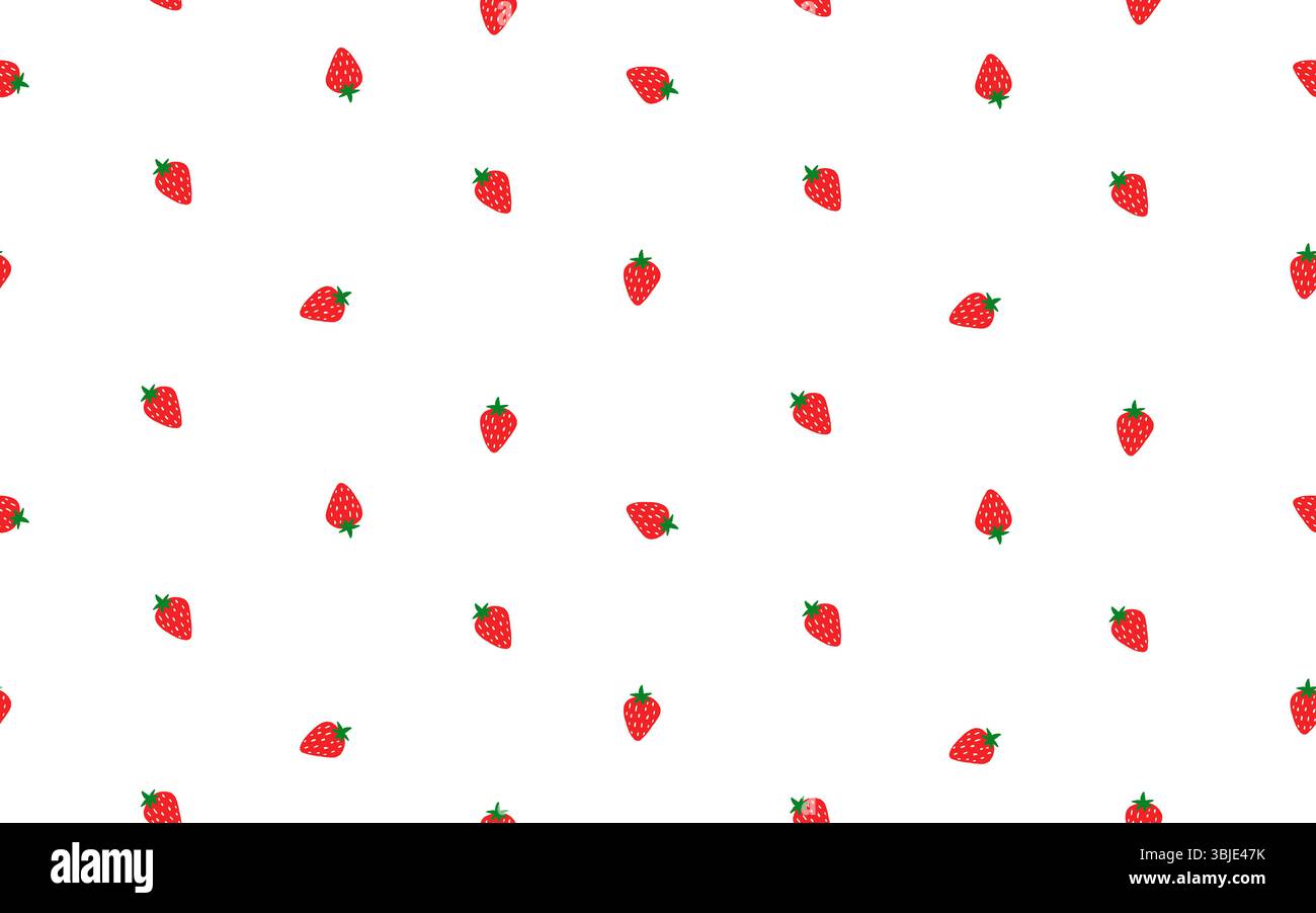 Motif vectoriel sans couture à la mode dessiné à la main avec des fraises rouges isolées sur un fond blanc. Mignon simple impression sans fin avec de minuscules fraises rouges. Illustration de Vecteur