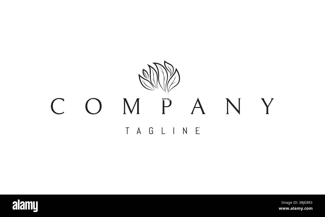 Logo vectoriel avec une image abstraite d'un cerveau fait de feuilles. Illustration de Vecteur