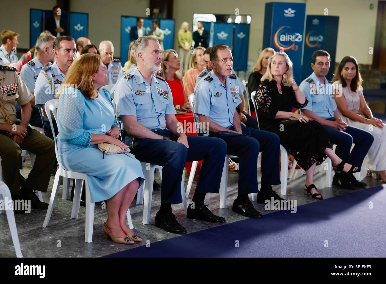 San Javier, Espagne. 15 juin 2025. Le roi Felipe assiste au festival de l'air aire 25, commémorant le 40e anniversaire de la patrouille d'aigle. 14 juin 2025 crédit : CORDON PRESS/Alamy Live News Banque D'Images