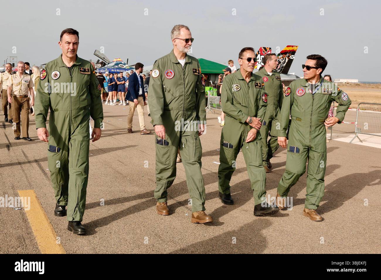 San Javier, Espagne. 15 juin 2025. Le roi Felipe assiste au festival de l'air aire 25, commémorant le 40e anniversaire de la patrouille d'aigle. 14 juin 2025 crédit : CORDON PRESS/Alamy Live News Banque D'Images