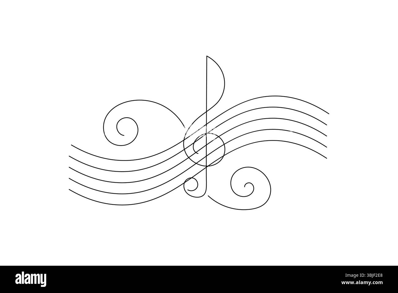 Continu d'une ligne dessinant des notes de fond de note de musique abstraite et illustration d'art vectoriel Illustration de Vecteur