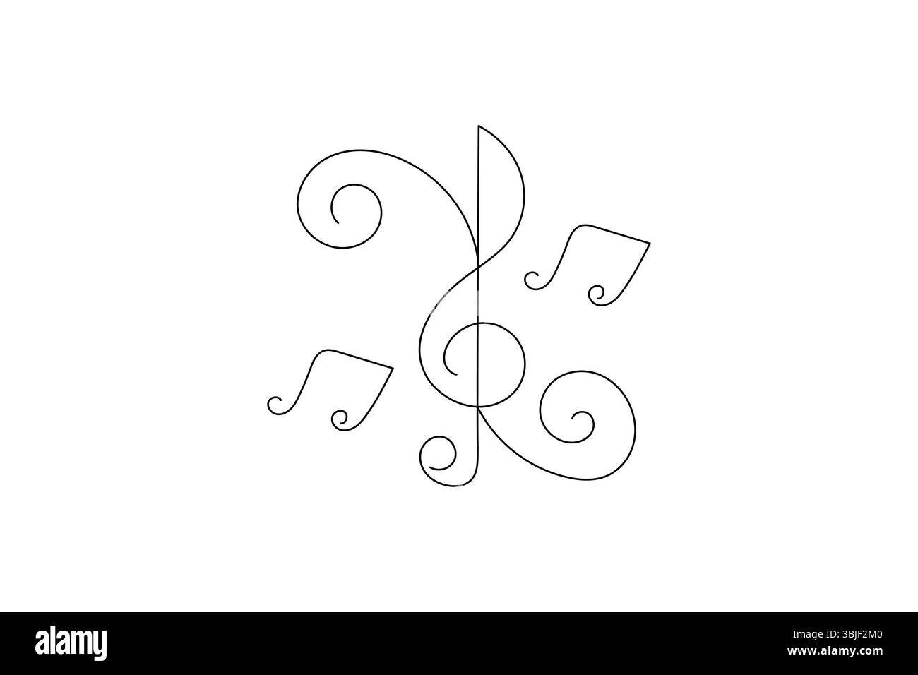 Continu d'une ligne dessinant des notes de fond de note de musique abstraite et illustration d'art vectoriel Illustration de Vecteur