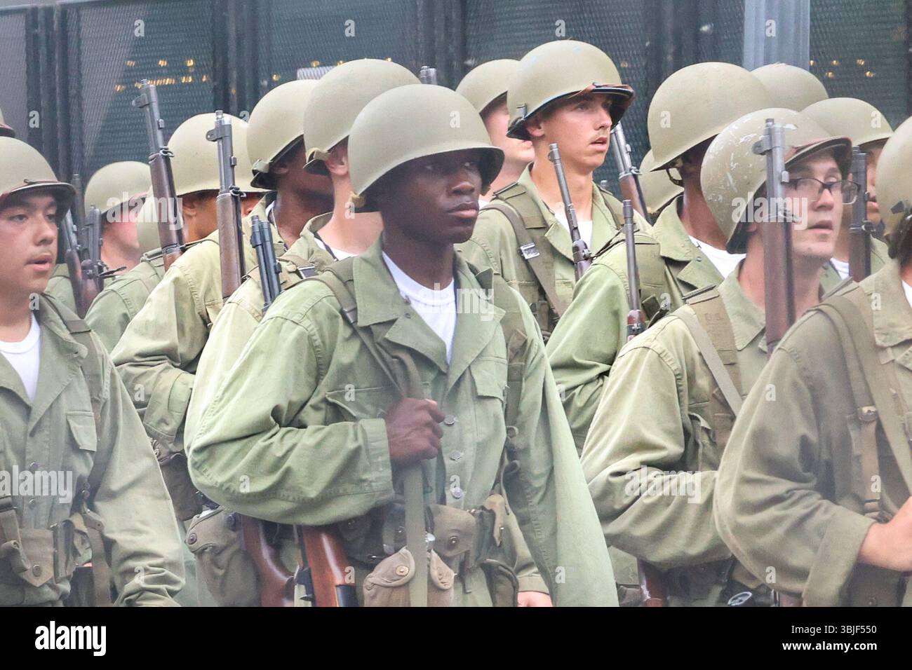 Le président Donald Trump a célébré son 79e anniversaire avec un défilé militaire à Washington DC, États-Unis, le 11 juin 2025. C'était aussi le jour du drapeau et le 250e anniversaire de l'armée américaine. (Photo de Robyn Stevens Brody/Sipa USA) Banque D'Images