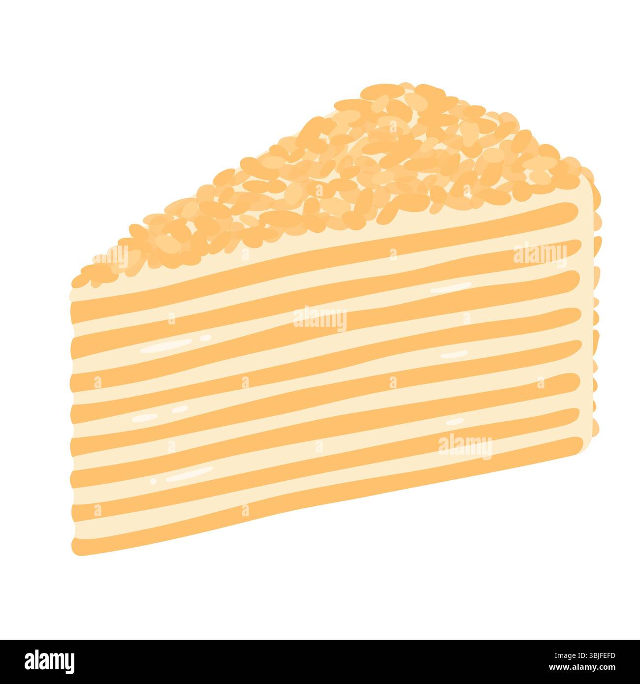 Tranche de gâteau traditionnel Napoléon. Pâte feuilletée de mille-feuille fourrée à la crème. Illustration vectorielle de dessin animé plat. Illustration de Vecteur
