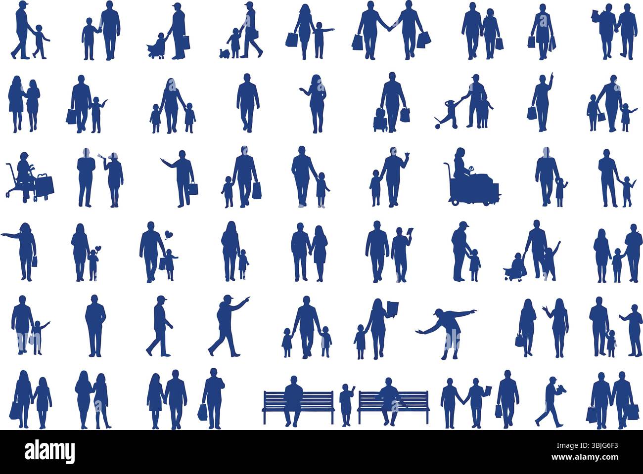 Family Silhouette Collection : Vector Collection of People silhouettes mettant en vedette des familles, des couples et des individus Illustration de Vecteur