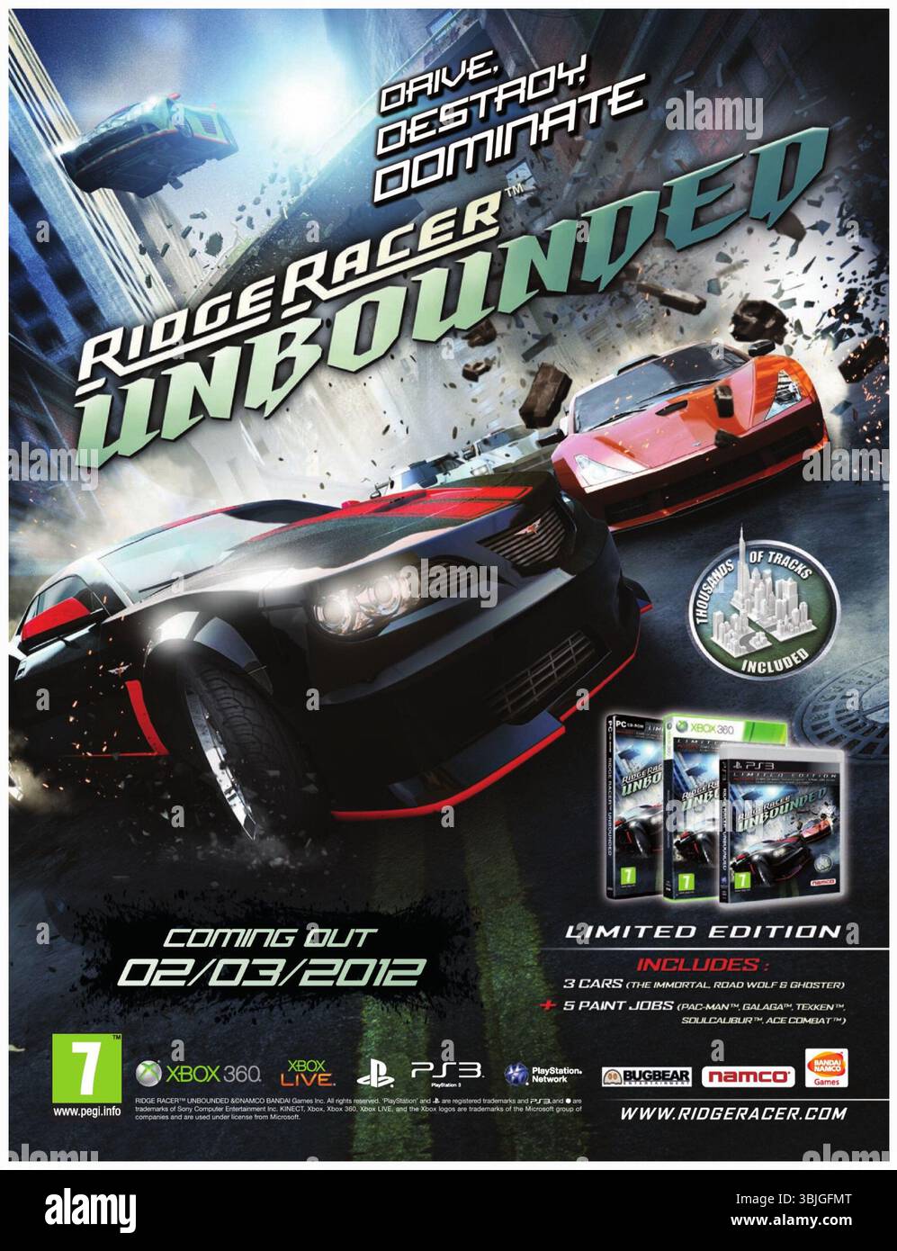2012 Ridge Racer vidéo de course Unbounded développée par Bugbear Entertainment et publiée par Namco Bandai promo Banque D'Images