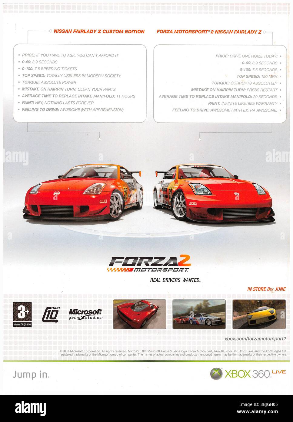 2007 Forza Motorsport 2 jeu vidéo de simulation de course développé par Turn 10 Studios pour la promo Xbox 360 Banque D'Images