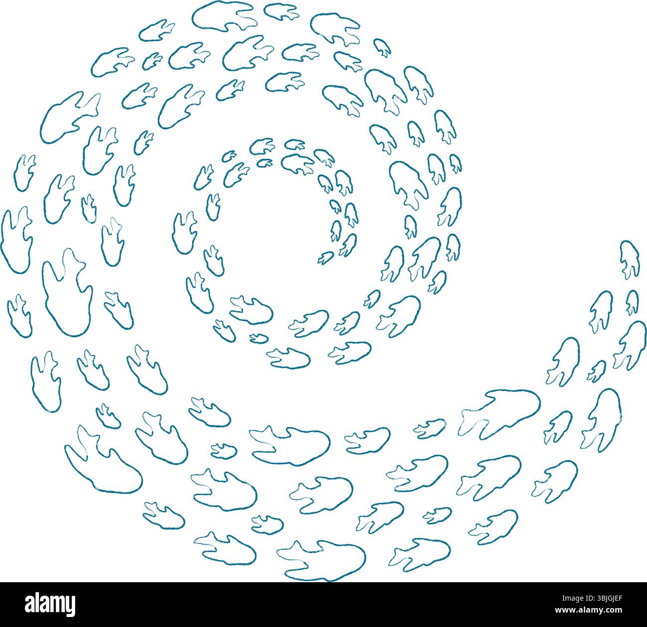 Crayon Fish School Swirl Illustration de Vecteur