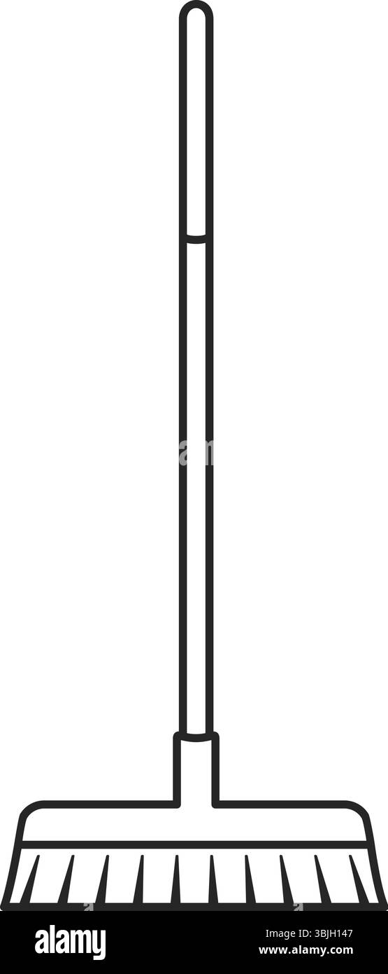 Balai de poussée pour le travail de jardin comme icône vectorielle de contour Illustration de Vecteur