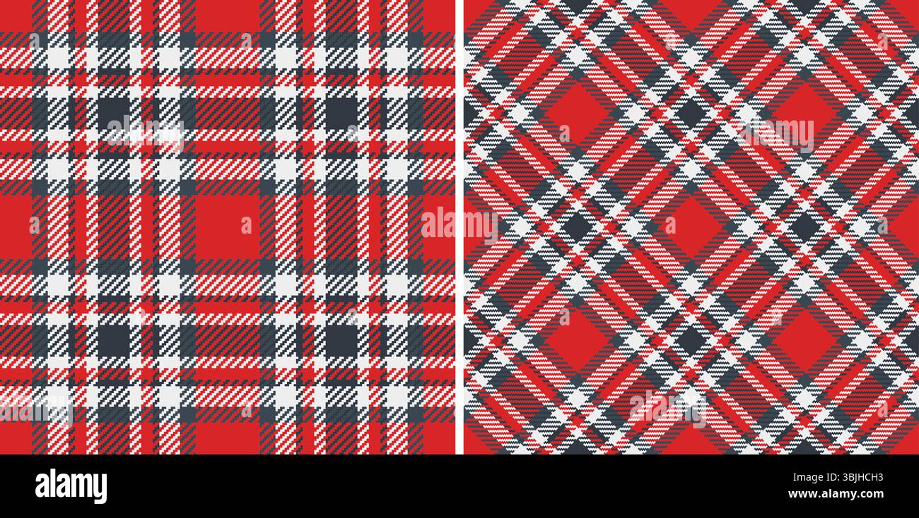 Motifs festifs à carreaux rouges, motif tartan classique. Idéal pour les arrière-plans de vacances, les imprimés textiles ou les thèmes hivernaux confortables. Tex polyvalent et accrocheur Illustration de Vecteur