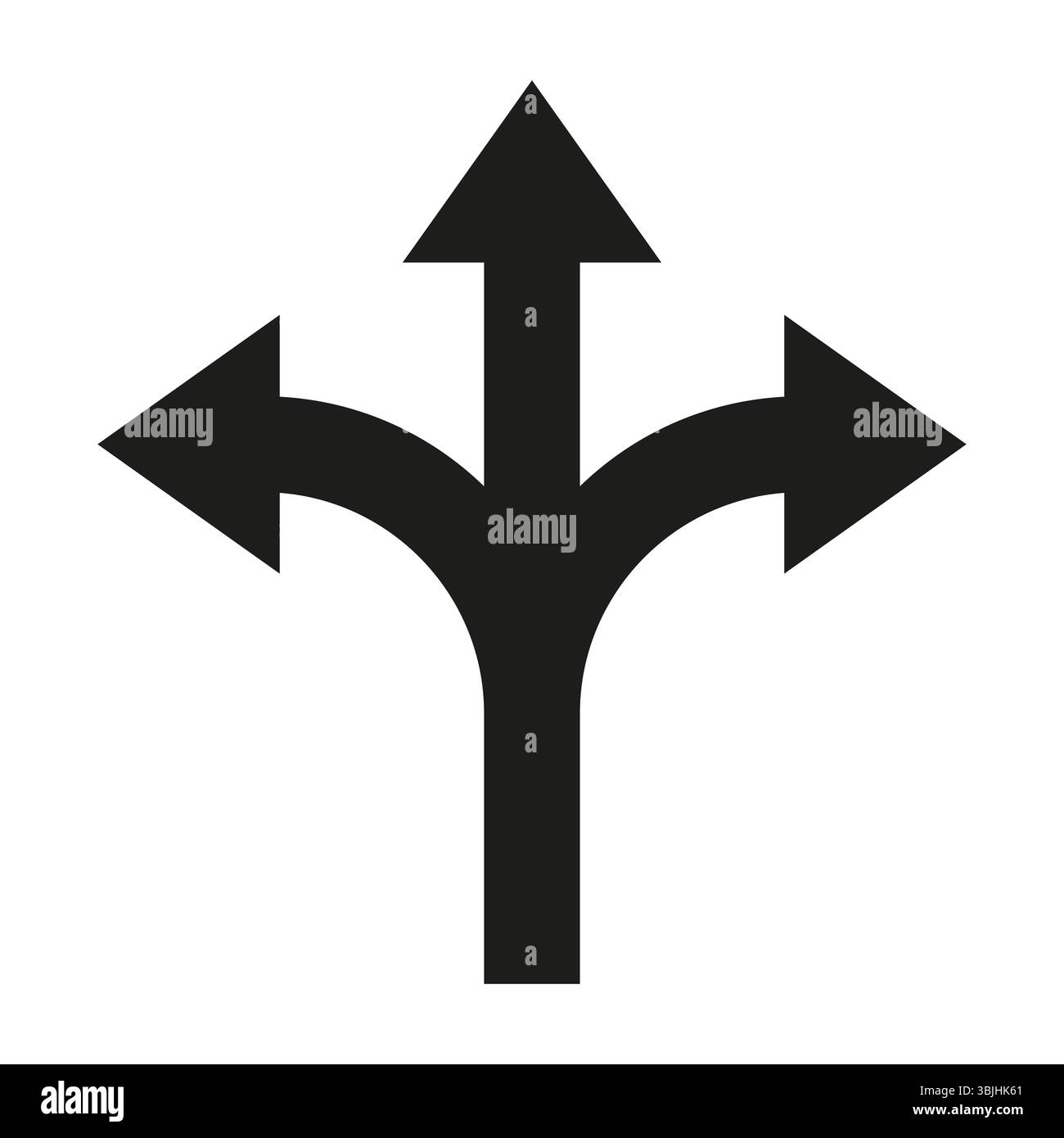 Icône de flèche triple. Gauche droite en haut. Vecteur de route de navigation. Symbole de direction de la trajectoire. Illustration de Vecteur