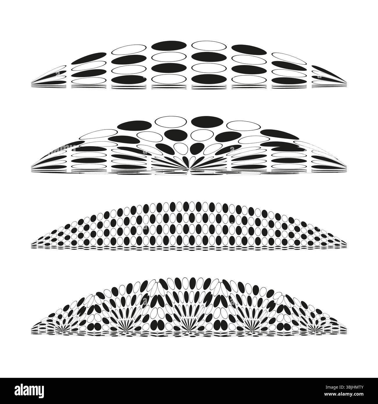 Motif écailles de poisson. Conception en arc chevauchant. Texture organique vectorielle. Eléments d'onde monochromes. Illustration de Vecteur