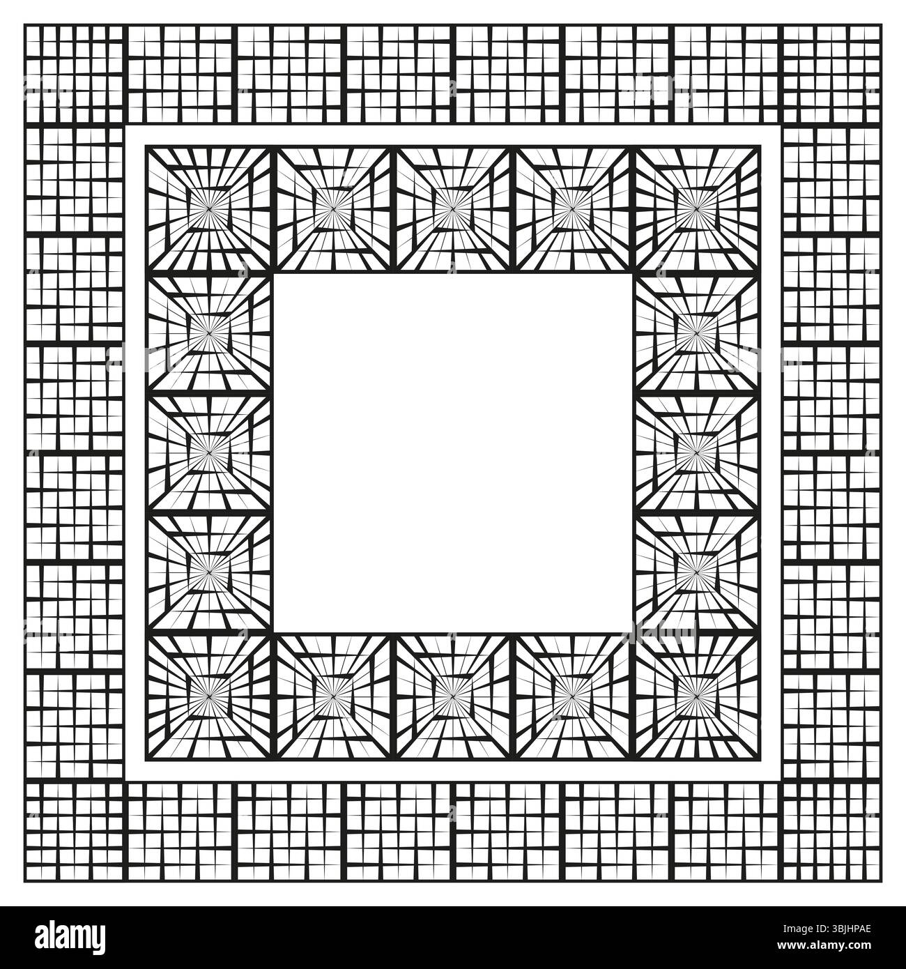 Petit cadre de tuiles. Bordure carrée en mosaïque. Structure de ligne mince. Géométrie vectorielle. Illustration de Vecteur