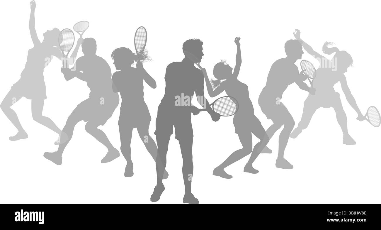 Silhouette tennis Players concept silhouettes Illustration de Vecteur