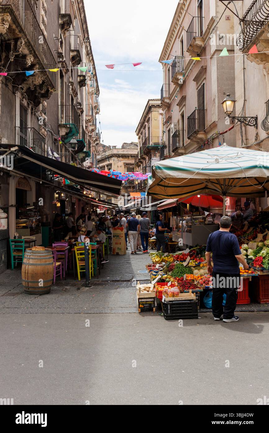Scène de marché à Catane, Sicile Banque D'Images
