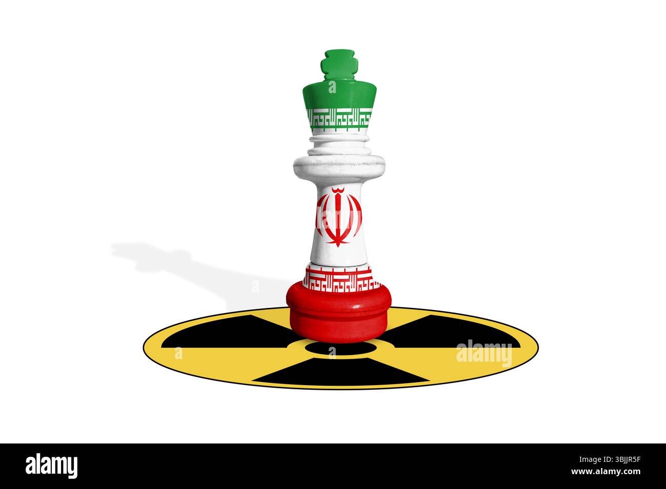 Drapeau de l'Iran avec signe d'arme nucléaire Banque D'Images