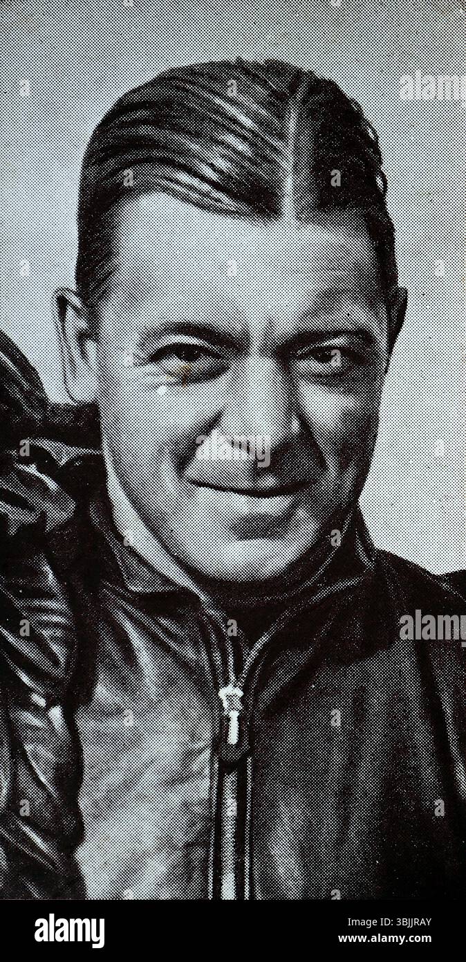 E.R. Thomas, qui a remporté le Grand Prix d'Ulster (catégorie 250 cm3), en août 1938. Il conduisit un vélo allemand D.K.W. lors de la course sur le circuit de Clady, dans le comté d'Antrim. D'une série de cartes de cigarettes appelées The Kings of Speed qui ont été publiées en 1939 par le fabricant de tabac W. A. & A. C. Churchman. Banque D'Images