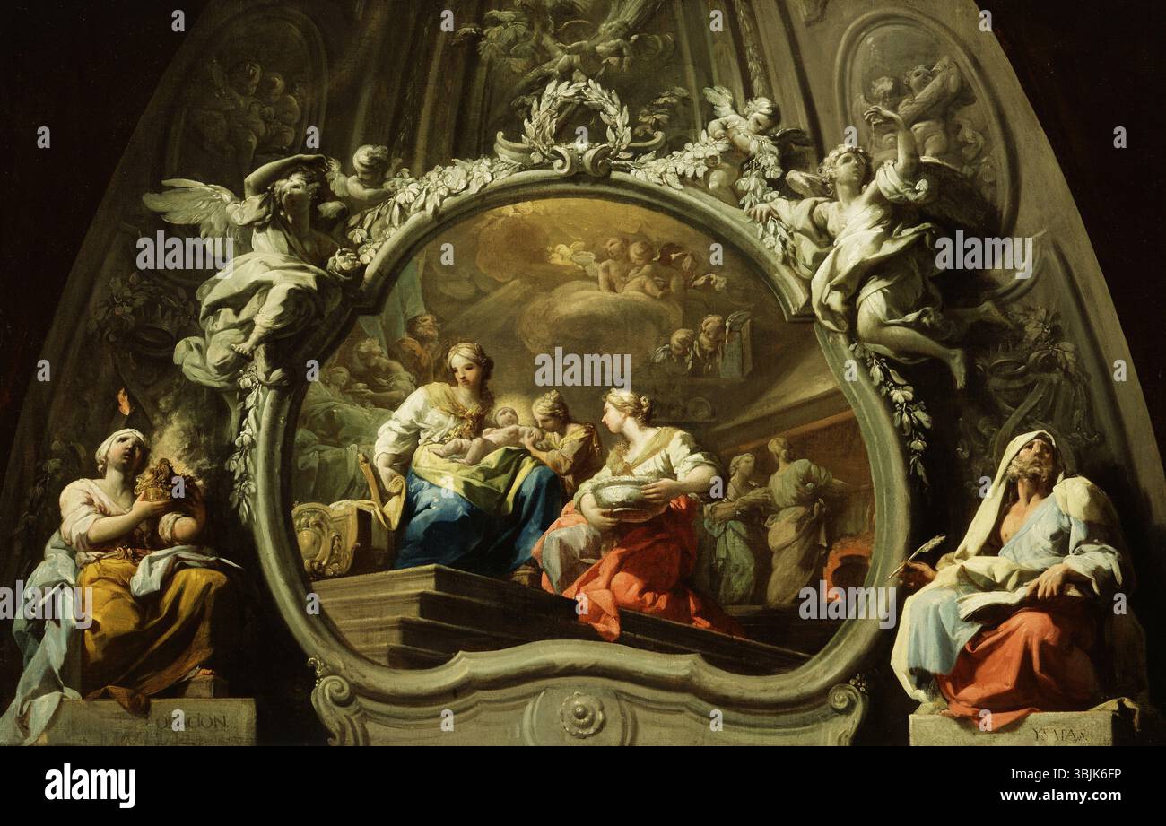 La naissance de la Vierge. Antonio Gonzalez Velazquez. Entre 1755 et 1757. Banque D'Images