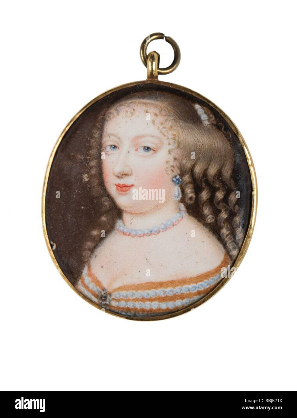 *Hedvig Sofia, Landgravine de Hesse-Cassel* de Jean Petitot l'ancien (1607-1691) est un portrait du XVIIe siècle représentant peut-être Marie-Thérèse d'Espagne, reine consort de France. La peinture met en valeur les détails complexes typiques du style Petitot. Banque D'Images