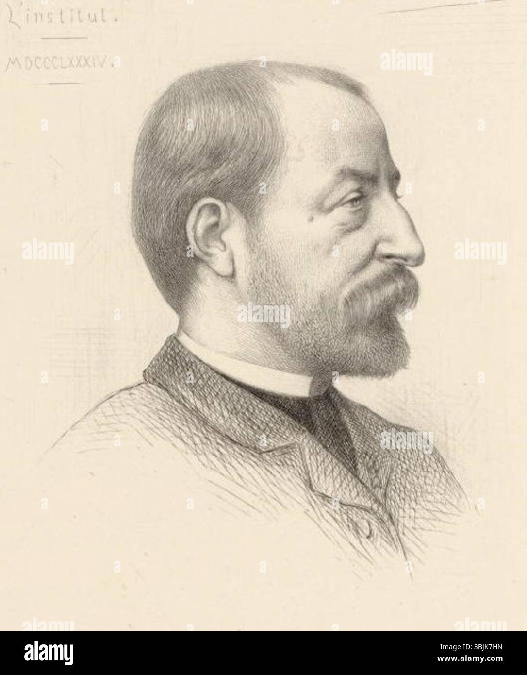 Ce portrait de Camille Saint-Saëns de 1884 par Gustave Boulanger, gravé par Charles Bellan, montre le compositeur français dans une pose formelle mais réfléchie. La gravure capture ses traits avec clarté et élégance. Banque D'Images Ce portrait de Camille Saint-Saëns de 1884 par Gustave Boulanger, gravé par Charles Bellan, montre le compositeur français dans une pose formelle mais réfléchie. La gravure capture ses traits avec clarté et élégance. Banque D'Images