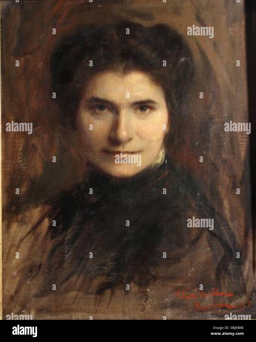 Cet autoportrait de 1905 de l'artiste suisse-italienne Clara Müller (1862–1929) dépeint l'artiste avec une attention particulière aux détails. L'œuvre capture son élégance caractéristique et sa maîtrise du portrait. Banque D'Images