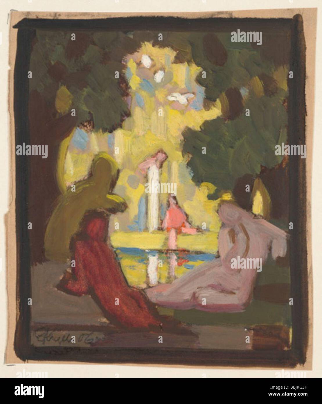 *Kompositsioon* de Erich von Kügelgen est une œuvre de papier et d'huile de 1906. La peinture se concentre sur l'équilibre de composition de la forme et de la couleur, illustrant la maîtrise de Kügelgen dans l'harmonisation des éléments. Banque D'Images