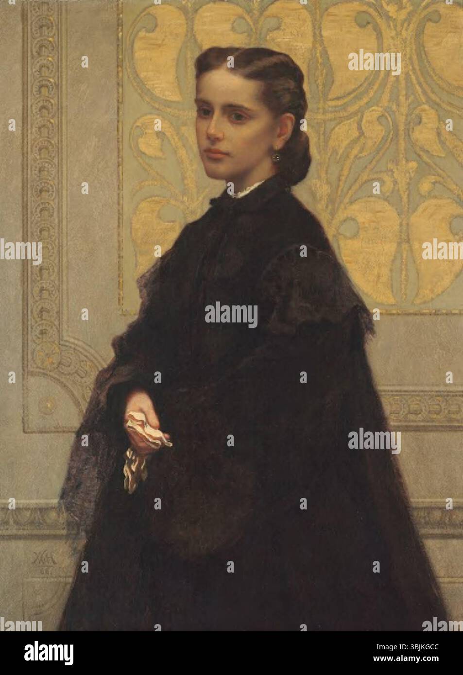 William Morris Hunt (1824-1879) peint Mary Elizabeth Robbins en 1866, un portrait de la femme américaine à l'huile sur toile, capturant sa ressemblance avec une présence naturelle et réaliste qui reflète l'habileté de l'artiste en portrait. Banque D'Images