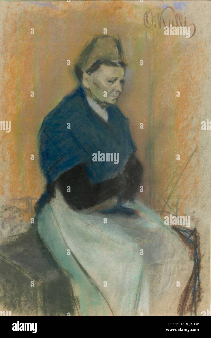 Cette peinture de 1914 d'Oskar Kallis représente une femme portant un chapeau haut de gamme. L'œuvre est exécutée avec du pastel sur papier et reflète des portraits estoniens du début du XXe siècle. Banque D'Images