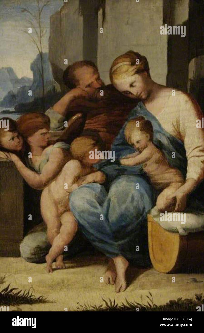 Baugin, Lubin ; la Sainte famille avec l'enfant Saint Jean Baptiste et les anges ; le musée Fitzwilliam ; http ://www.artuk.org/artworks/the-holy-family-with-the-infant-saint-john-the-baptist-and-angels-5554 Banque D'Images
