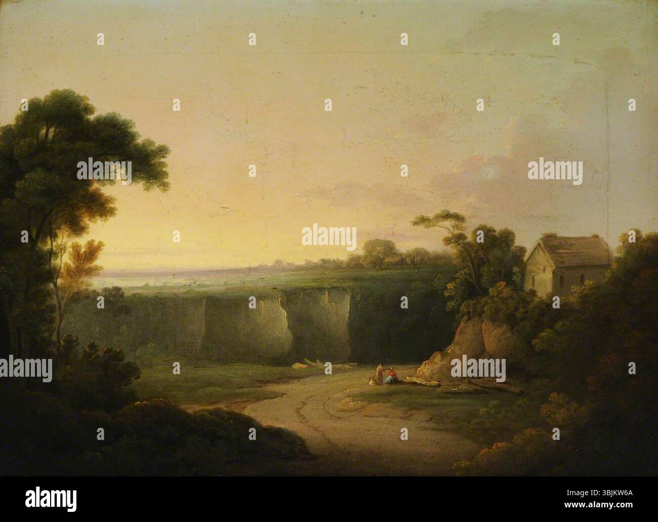 Rathbone, John ; paysage avec un chalet et un escarpement ; National Trust, Rufford Old Hall ; http ://www.artuk.org/artworks/landscape-with-a-cottage-and-an-escarpment-132519 Banque D'Images