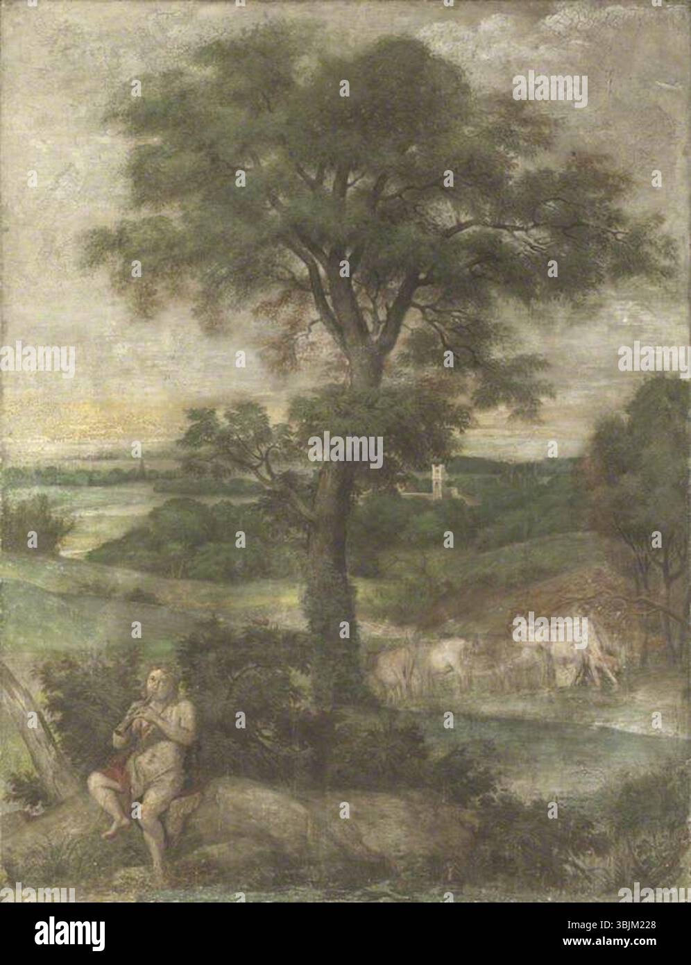 Domenichino ; Mercure volant les troupeaux d'Admetus gardés par Apollon ; la National Gallery, Londres ; http ://www.artuk.org/artworks/mercury-stealing-the-herds-of-admetus-guarded-by-apollo-114755 Banque D'Images