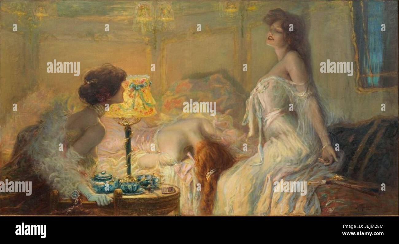 Le tableau de 1905 de Matignon, « morphine », exposé au salon de 1905, explore visuellement les effets de la drogue à travers le prisme du symbolisme du début du XXe siècle. La peinture illustre les états psychologiques et émotionnels influencés par les stupéfiants. Banque D'Images