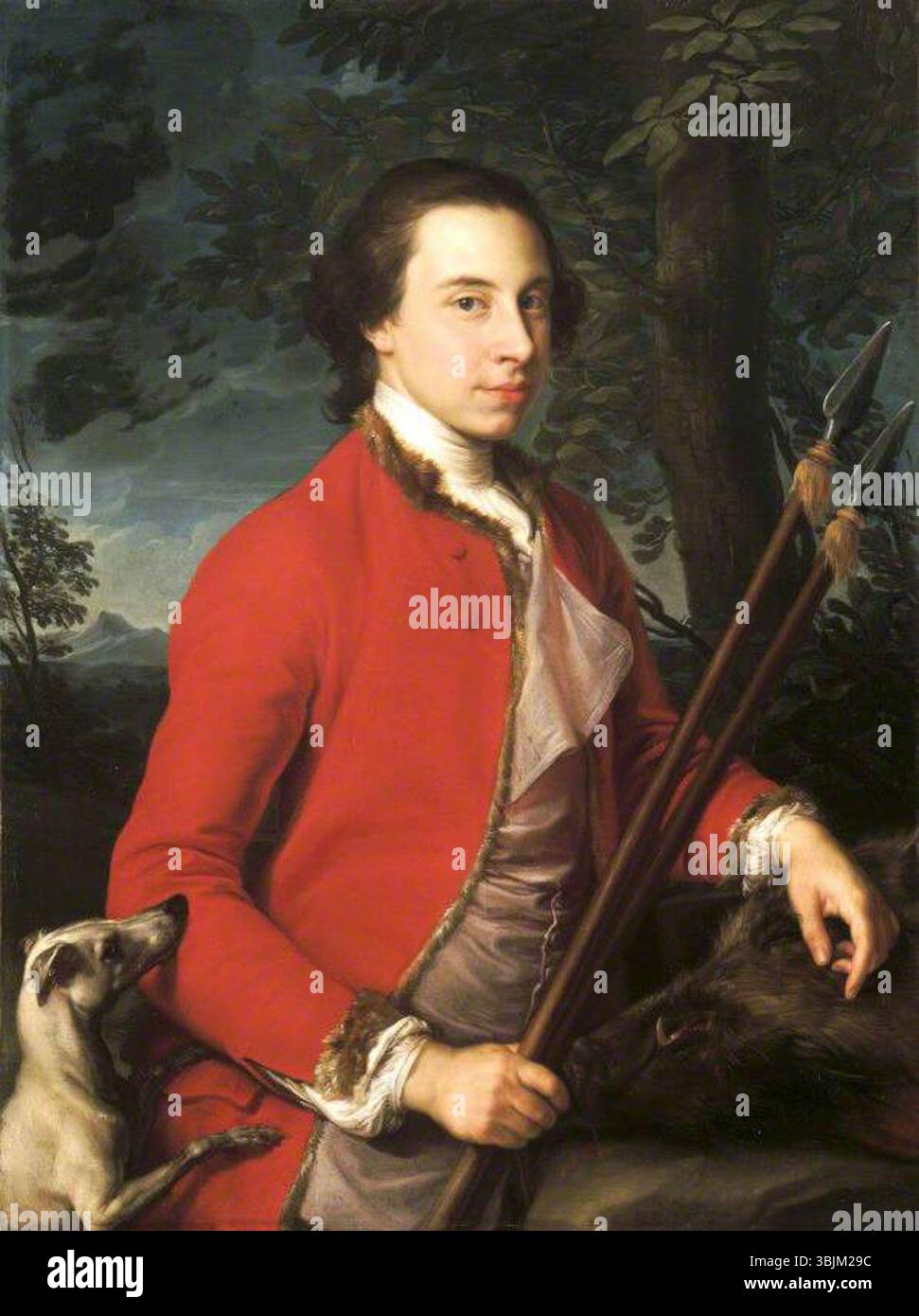 Batoni, Pompeo ; Benjamin Lethieullier (1728/1729-1797), député, avec deux lances de sanglier ; National Trust, Uppark ; http ://www.artuk.org/artworks/benjamin-lethieullier-172817291797-mp-with-two-wild-boar-spears-220255 Banque D'Images