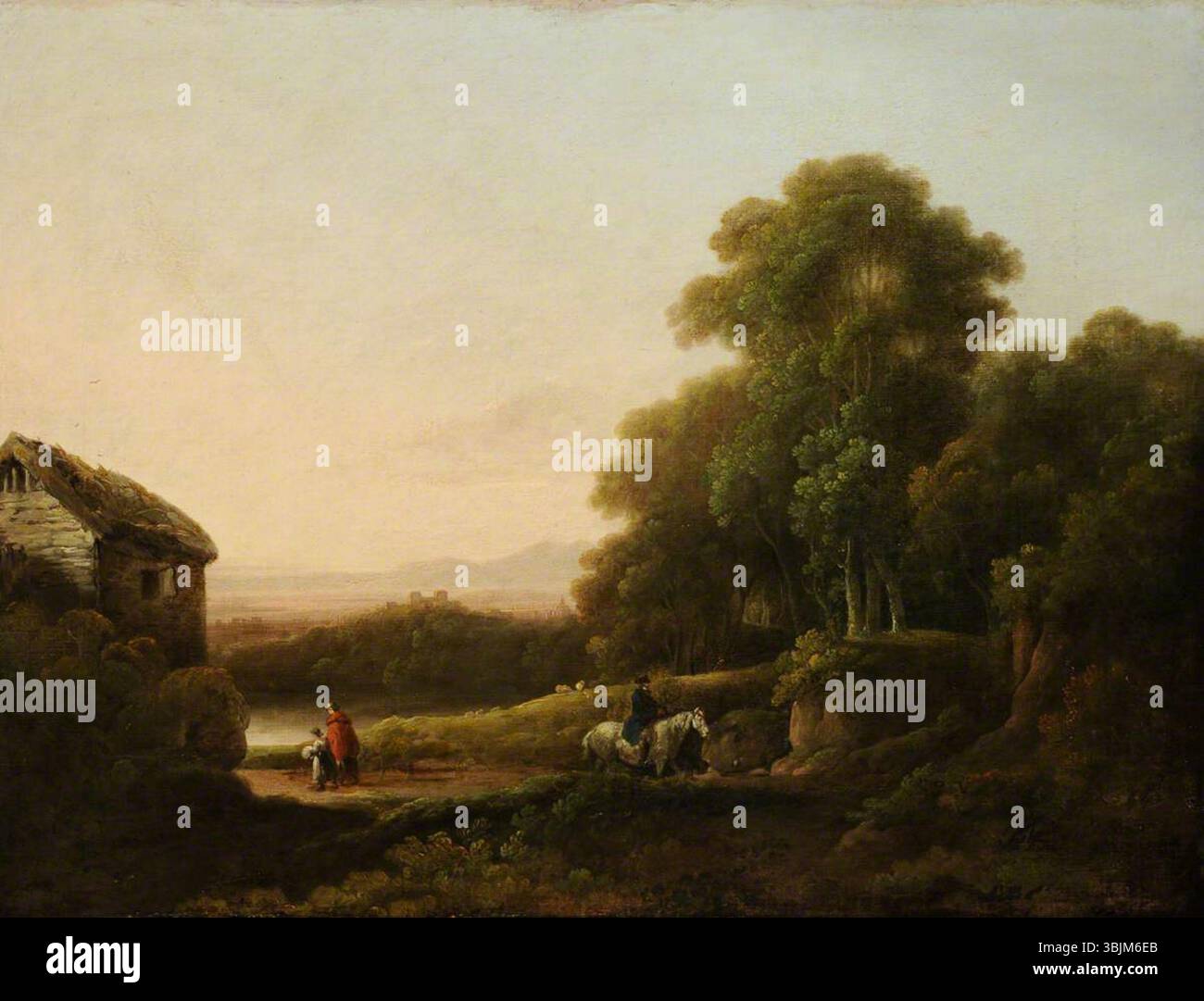 Morland, George|Rathbone, John ; paysage boisé avec figures ; National Trust, Rufford Old Hall ; http ://www.artuk.org/artworks/wooded-landscape-with-figures-132518 Banque D'Images