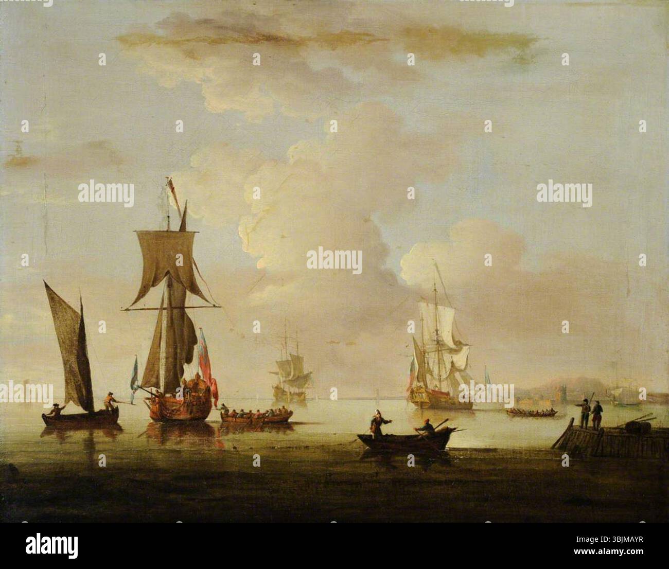 Swaine, Francis ; Shipping in a Calm ; National Trust, Rufford Old Hall ; http ://www.artuk.org/artworks/shipping-in-a-calm-132522 Banque D'Images