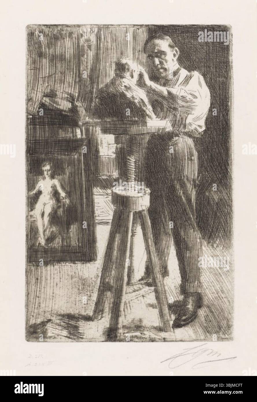 Ce portrait de 1909 par Anders Zorn représente le prince Paul Troubetzkoï Ier, un noble russe. L'artiste met en valeur les traits aristocratiques et l'expression digne du prince, mettant en valeur son statut noble et la maîtrise de Zorn à capturer l'essence de ses sujets. Banque D'Images