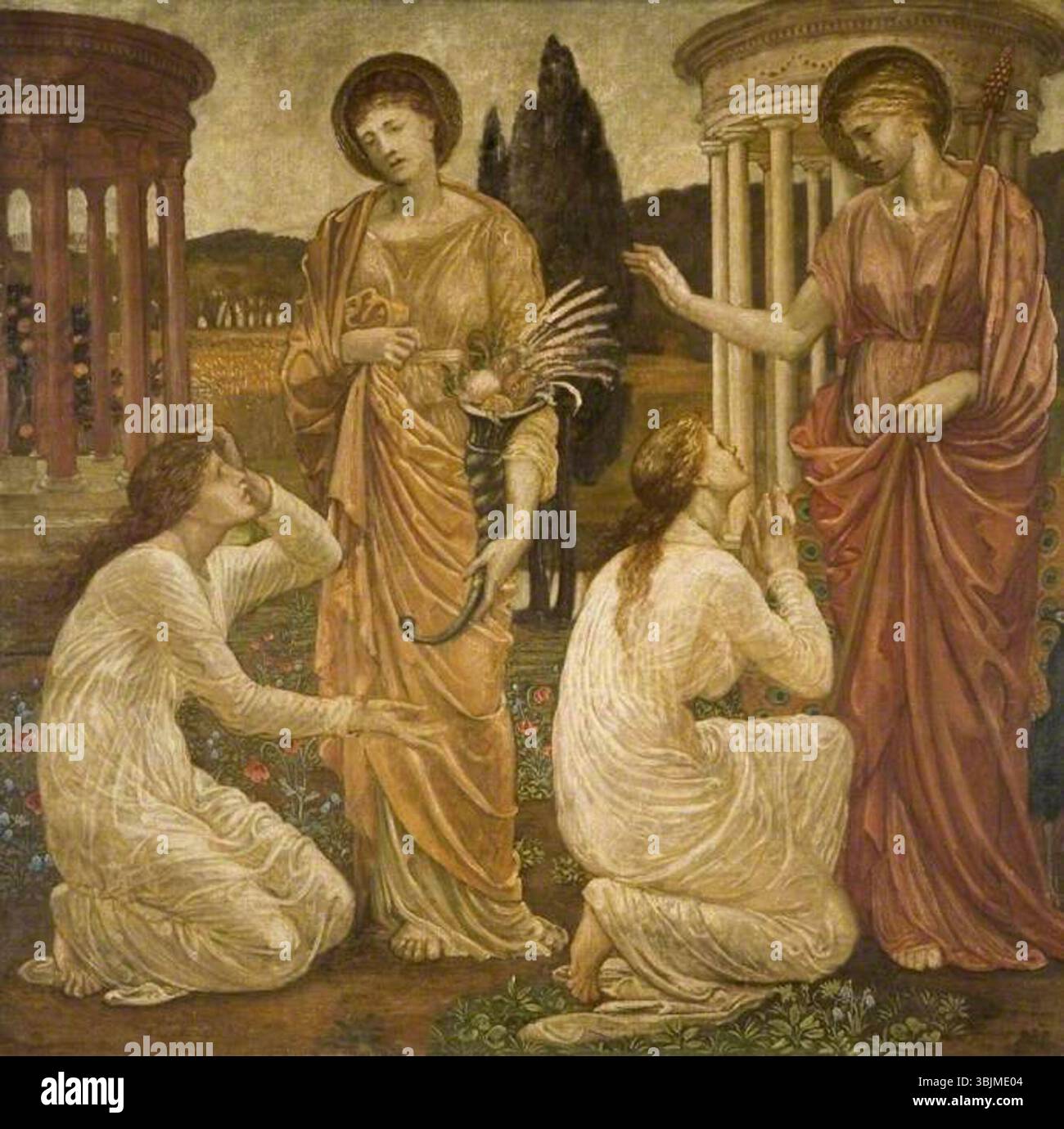 Burne-Jones, Edward ; Psyché aux sanctuaires de Juno et de Cérès (Palace Green Murals) ; Birmingham Museums Trust ; http ://www.artuk.org/artworks/psyche-at-the-shrines-of-juno-and-ceres-palace-green-murals-33725 Banque D'Images