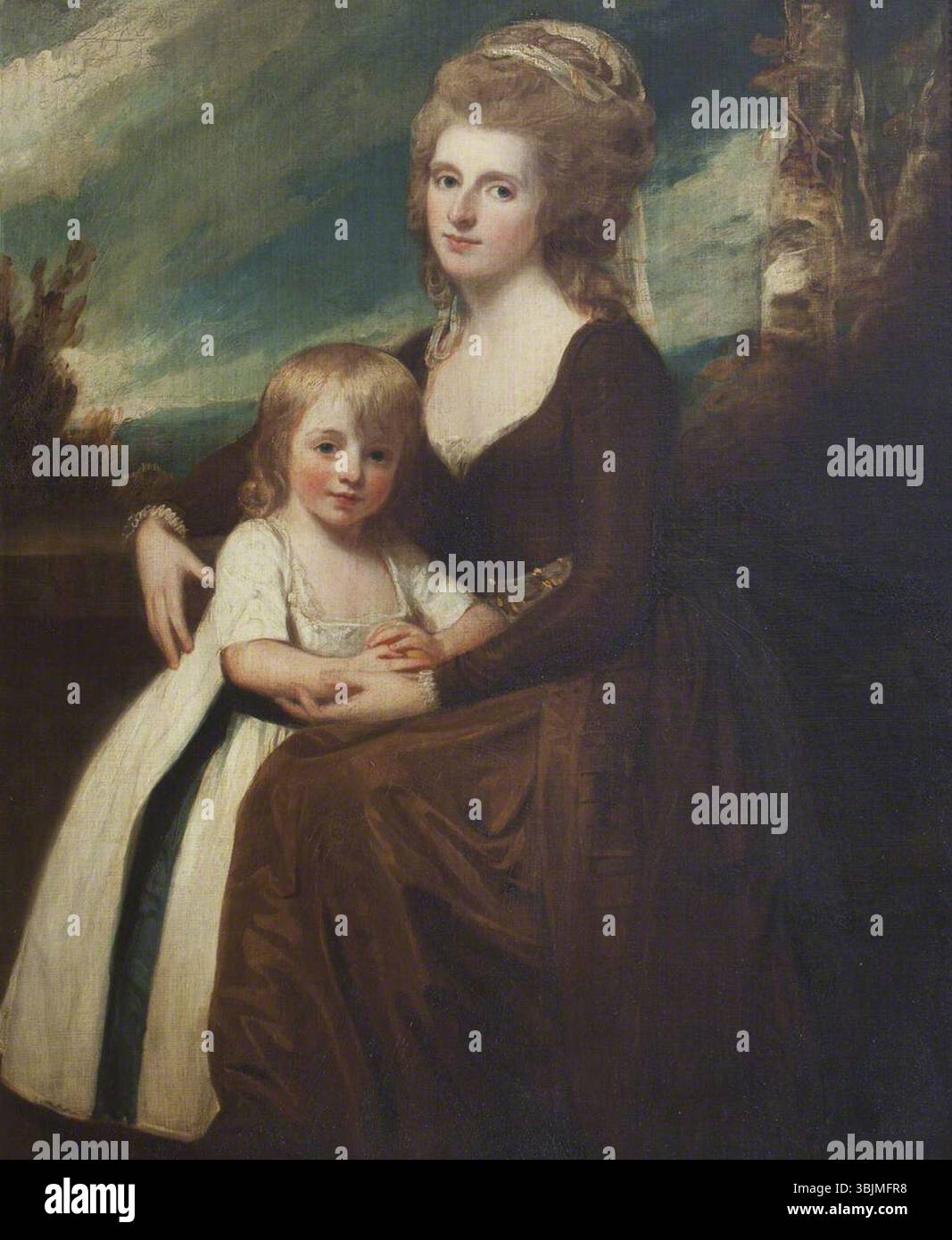 Romney, George ; Frances Bankes (1756-1847), Lady Brownlow, avec son fils, L'honorable John Cust (1779-1853), plus tard 1er comte Brownlow, GCH, FRS, député ; National Trust, Belton House ; http ://www.artuk.org/artworks/frances-bankes-17561847-lady-brownlow-with-her-son-the-honourable-john-cust-17791853-later-1st-earl-brownlow-gch-frs-mp-176387 Banque D'Images