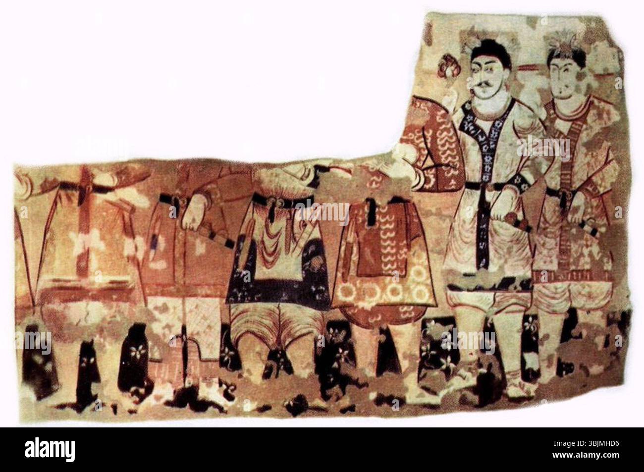 Une fresque de Dilberjin, datant du 5ème-6ème siècle de notre ère, mettant en valeur les premières techniques artistiques dans les cultures anciennes. Banque D'Images