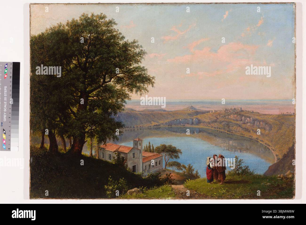 Itaalia maastik (paysage italien) de Konstantin von Kügelgen (1810-1880) est une peinture à l'huile de 1873 représentant un paysage italien pittoresque. L’œuvre met en valeur la beauté naturelle de la campagne italienne, avec des collines ondulantes, un ciel vibrant et un feuillage riche. Banque D'Images