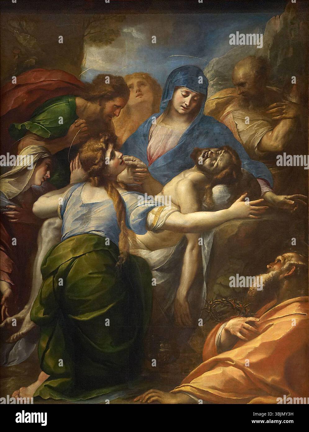 Giulio Cesare Procaccini (1574-1625) peint Lamentation du Christ vers 1611. Cette huile sur toile représente le deuil du Christ mort, un sujet religieux commun dans le baroque italien du début du XVIIe siècle Banque D'Images