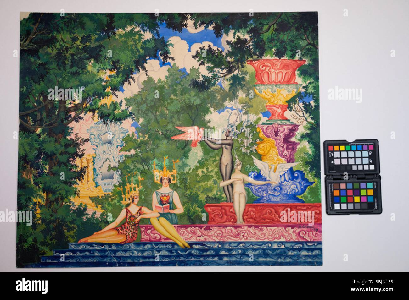 Kompositsioon est une aquarelle abstraite de 1929 sur papier par Aleksander Grinev (1892-1947). L’œuvre présente un arrangement de formes et de couleurs mettant l’accent sur l’équilibre de composition. Banque D'Images