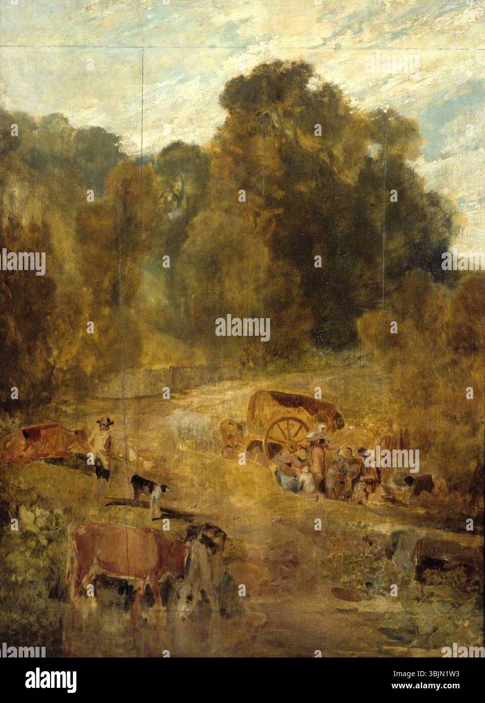 Turner, Joseph Mallord William ; Gipsy Camp ; Tate ; http ://www.artuk.org/artworks/gipsy-camp-202548 Banque D'Images