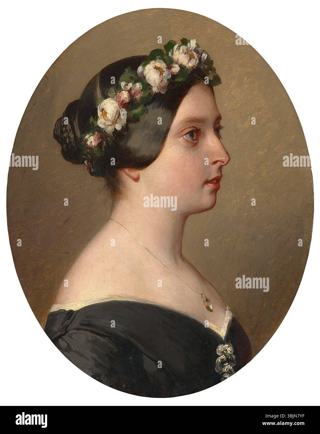 Le portrait de la reine Victoria de Franz Xaver Winterhalter en 1844 capture son apparence royale. L'huile sur toile reflète sa présence digne et jeune en tant que monarque pendant les premières années de son règne. Banque D'Images