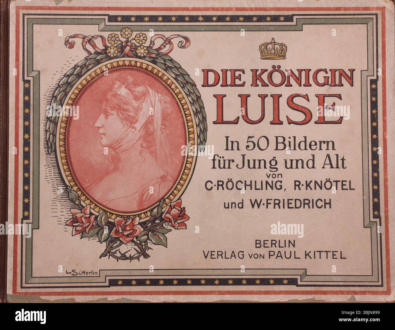 Les illustrations de Ludwig Sütterlin pour « Die Königin Luise in 50 Bildern für Jung und Alt » (reine Luise in 50 images for Young and Old), publiées pour la première fois en 1896, représentent des scènes de la vie de la reine Luise de Prusse. L'édition 1925 présente les moments historiques dans les moindres détails. Banque D'Images