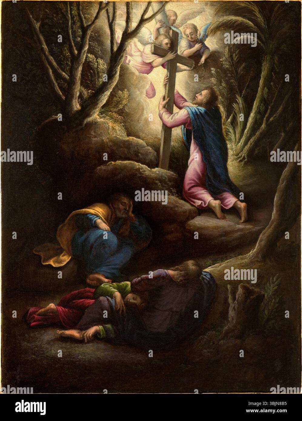 Giovanni Battista Cremonini 'L'agonie dans le jardin' (vers 1595) est une huile sur cuivre représentant le moment d'angoisse du Christ dans le jardin de Gethsémani. Banque D'Images